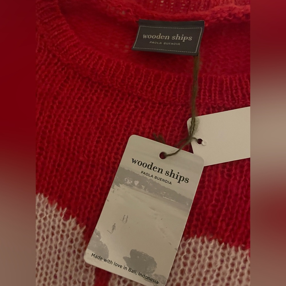 Wooden Ships Red Heart Lightweight Sweater